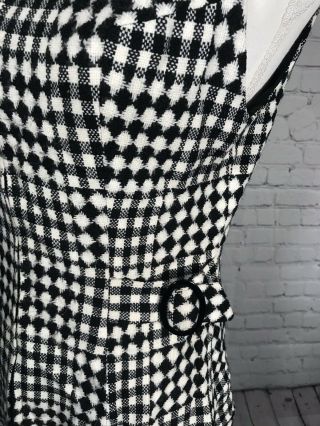 MOD Vtg 60s MOD Black White Checked Belted Zip Up Micro Mini Dress Or Top S/M 2