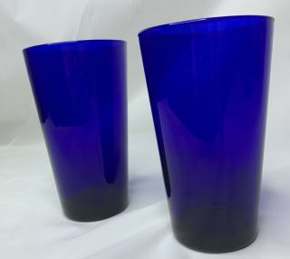 Set Of 2 Vintage Libbey Deep Cobalt Blue 16 Oz Tumblers Glasses Nos