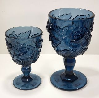 Madonna Inn Colonial Blue Goblet 5oz (Wine) and 9oz (Water) Separatly 3