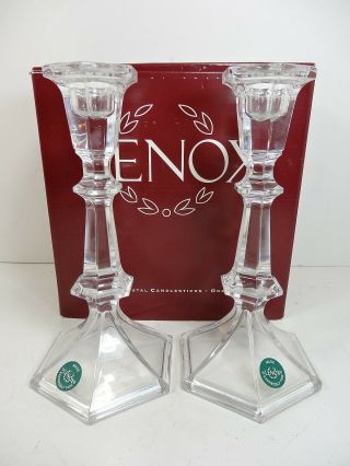 Lenox Decor Crystal Candlesticks Candle Holders Sticks 8 " Pair 1346019 Orig Box