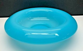 Vintage 1980s Fenton Peking Blue Console 7523 Pk Bowl - Stamped And Sticker