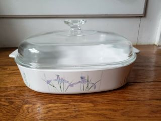 Vintage Corning Ware A - 10 - B Shadow Iris 2.  5 Liter Casserole With Pyrex Lid