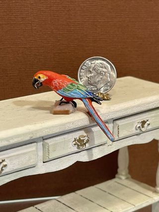 Artisan Hand Painted Parrot Metal Feet Dollhouse Miniature 1:12