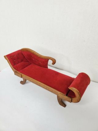 Vtg Sonia Messer Chaise Lounge Fainting Couch 1:12 Dollhouse Miniature Red Sofa