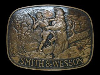 Te13148 Vintage 1978 Smith & Wesson Gun & Firearm Belt Buckle