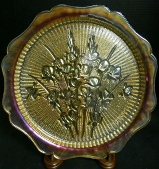 Vintage Jeanette Iris Herringbone Carnival Glass 11.  25 " Dinner Plate