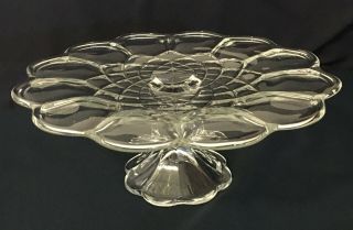 Vintage Le Smith Glass Dominion Honeycomb Footed Pedestal Cake Plate Stand 12 "
