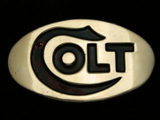 Qi11159 Vintage 1970s Colt Gun & Firearm Company Solid Brass Baron Buckle