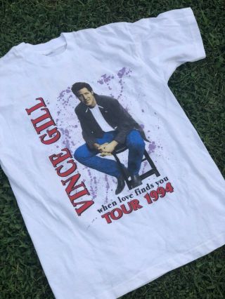 Vintage 80s Vince Gill Band T - Shirt When Love Finds You Tour 1994 Size Large