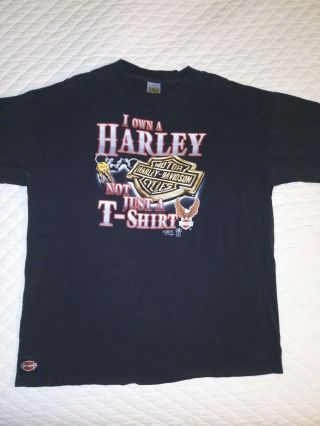 Vintage 3d Harley Davidson Shirt I Own A Harley Xl 1988 Cleveland Oh Fast Ship