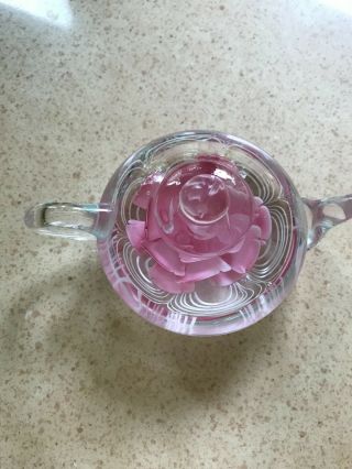 Dynasty Gallery Heirloom Collectible Teapot With Pink Rose Paperweight Art Glass 3