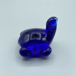Vintage Small Hand Blown Cobalt Blue Art Glass Figurine Turtle 2 1/2 " Tortoise