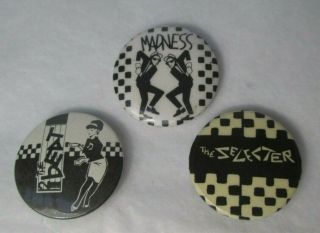 The Beat Madness Selecter 3 X Vintage 80s Pins Buttons Badges Punk Ska Wave