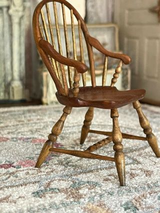 Vintage Miniature Dollhouse Artisan Oldham Studio Bow Back & Arms Windsor Chair