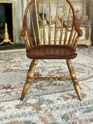 Vintage Miniature Dollhouse Artisan Oldham Studio Bow Back & Arms Windsor Chair 2