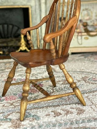 Vintage Miniature Dollhouse Artisan Oldham Studio Bow Back & Arms Windsor Chair 3