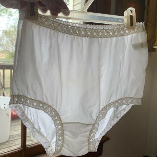 Vtg 50s Vassarette White Nylon Granny Gusset Panties Sheer Elastic Lace Edges 7