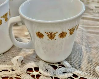 Vintage Corning Corelle Pyrex Butterfly Gold Set Of 4 Coffee Tea Mugs Cups Usa