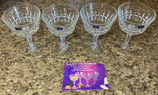 Lady Victoria Crystal Stemware Set Of 4 Chantelle Pattern Champagne Glasses