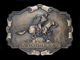 Td01161 Vintage 1970s Winchester Western Gun & Firearm Bergmot Belt Buckle