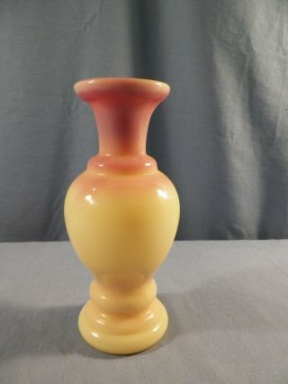 Fenton Shiny Burmese Glass Undecorated Vase 6 1/2 " Tall - Possible Second