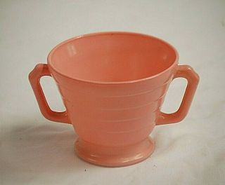 Moderntone Platonite Pastel Pink By Hazel - Atlas 3 " Footed Sugar Bowl Milk Glass