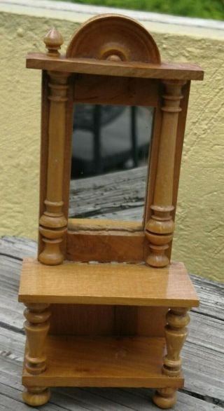Antique German Doll House Miniature Schneegas Wood Pier Mirror / Hall Stand