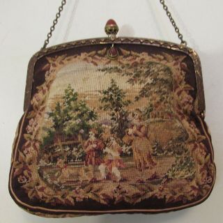 Vintage Petit Point Purse Scenic Different Scene / Each Side Austria Handbag Bag