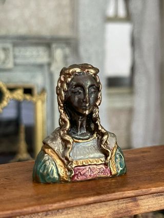 Vintage Miniature Dollhouse Artisan Sculpted Bronze Enamel Bust Joseph Adotta