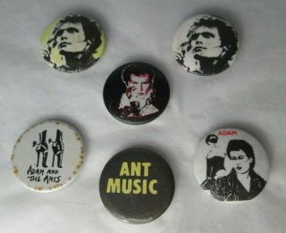 Adam And The Ants 6 X Vintage Early 1980s Pins Buttons Badges Punk Wave