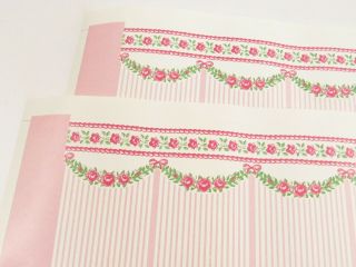 Miniature Bodo Hennig Pink Stripe Rose Garland Wallpaper One For Dollhouse E264