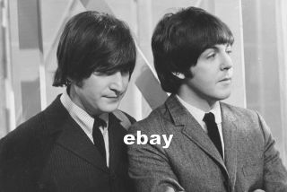 John Lennon & Paul Mccartney 1965 On Set Of Tv Special Incredible Beatles Photo
