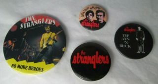 The Stranglers 4 X Vintage 1970s & Early 80s Badges Pins Buttons Punk Wave