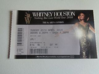 Whitney Houston Nothing But Love World Tour Concert Ticket 25th April 2010