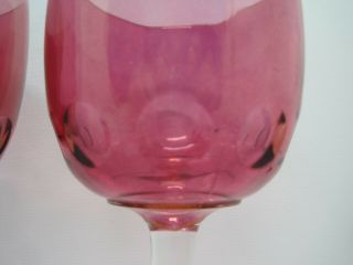2 Bartlett Collins Thumbprint Cranberry Ruby Red Flash Water Glass Goblet 3