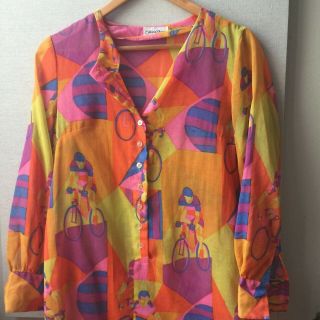 Vintage Ship N Shore Blouse/swim Coverup,  Size Small,  Bright Pattern,  Sheer