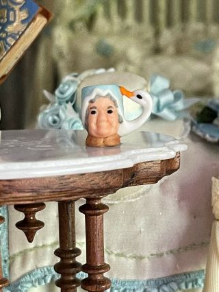 Vintage Miniature Dollhouse Artisan Carol Pongracic Porcelain Mother Goose Mug