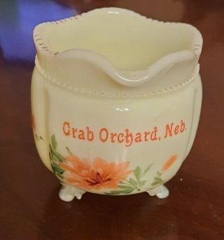Vintage Souvenir Custard Uranium Glass Creamer Crab Orchard Nebraska Glows