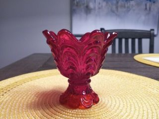 Fenton?? Ruby Red Glassware Scalloped Vase Candy Dish Rg122