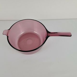 Vintage Pyrex Vision Corning Cookware 2.  5 L Cranberry Glass Pot Pan W/o Lid Usa