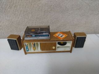 Lundby Vintage Dollhouse Stereo Record Player & Cabinet With Speakers Furniture
