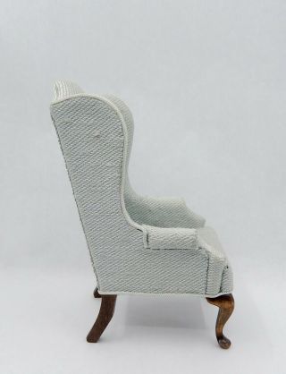 Vintage Robert Bernhard Blue Wingback Chair Artisan Dollhouse Miniature 1:12 3