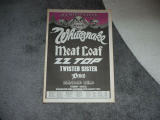 Monsters Of Rock Whitesnake Meat Loaf 1983 Full Page Press Advert Poster 37/26cm
