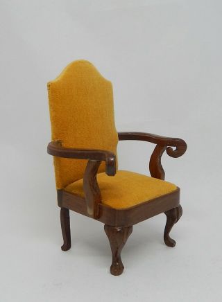 Vintage Sonia Messer Golden Arm Chair Artisan Dollhouse Miniature 1:12