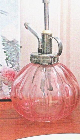 Vintage Pink Depression Glass Spray Water Bottle Plant Mister