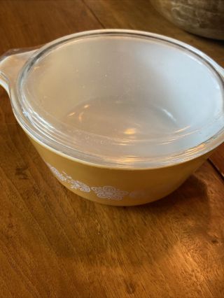 Vintage Corning Pyrex 475 - B Butterfly Gold 2 1/2qt Casserole Bowl With Lid
