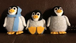 Epoch 1985 Calico Critters Sylvanian Family Fuzzy Penguin Triplets All 3