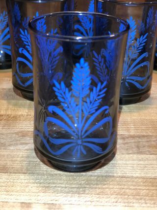 Rare Vintage Blue Wheat Libbey 6oz Juice Tumblers Glasses (set Of 6)