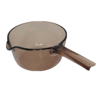Vision Corning Ware Pyrex 1l Amber Pot Saucepan Pour Spout No Lid Usa