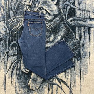 Vtg Levis Denim Jeans Orange Tab 33x32 Faded Blue 80s 90s Distressed 517 Bootcut